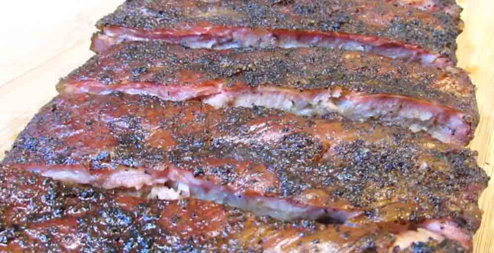 Grilled Spare Ribs with Dijon and Baby Peppers